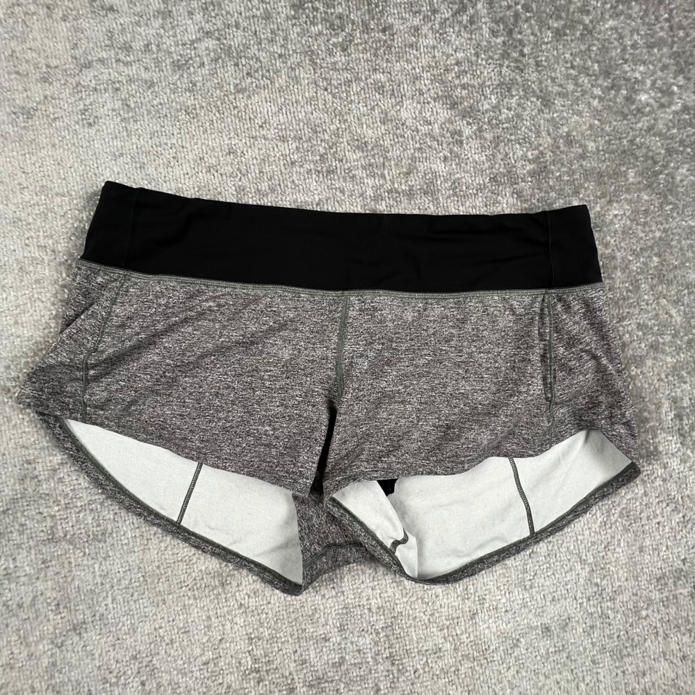 Lululemon Speed Up Short 3 Inch Heathered Black Gray Running Gym Shorts Size 8